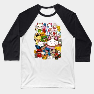 Maneki Neko (Lucky Cat) Collection Baseball T-Shirt